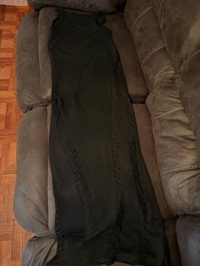 Women's Black Sleeveless Maxi Dress with Distressed Detail